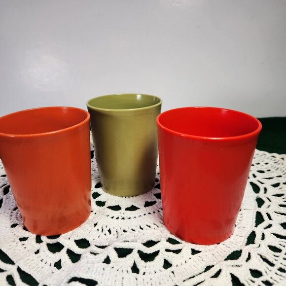 Tupperware Tumblers 8 oz Cups 1251 Lot of 3 Fall Colours Vintage 70s Canada - Picture 5 of 7